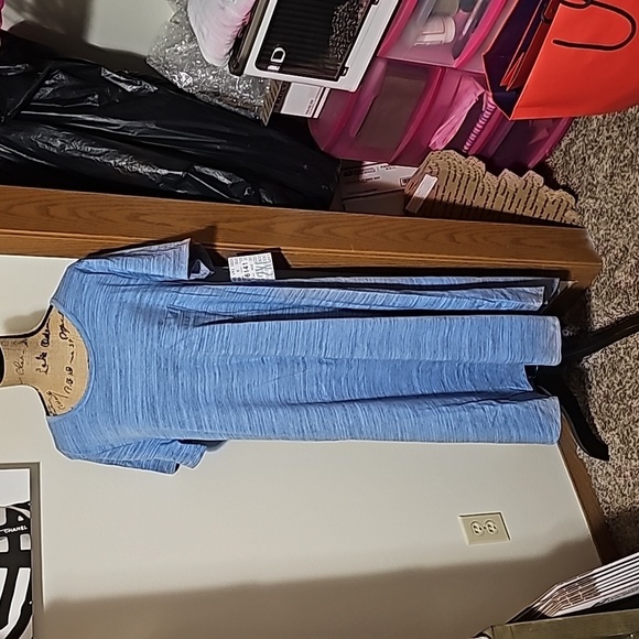 LuLaRoe Dresses & Skirts - NWT 2xl lularoe carly blue dress with black heathering.